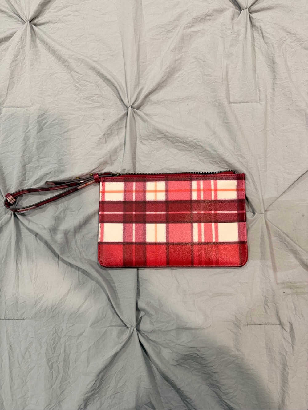 Red Plaid Wristlet Clutch